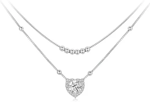 14K Gold 1ct Diamond Pendant Necklace, Heart Necklaces for Women in D-color VVS1, Birthday Gift for Wife
