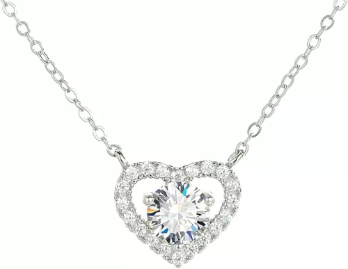 14K Gold Heart-Shaped Diamond Pendant Necklace with 1ct/2ct/3ct D-color Diamond Round Cut Clavicle Chain, Symbolic Token of Your Beloved Wife's Love and Versatility