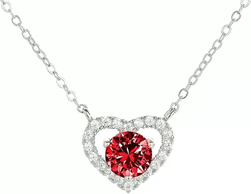 14K Gold Over S925 Sterling Silver Heart-Shaped Diamond Pendant Necklace with 1ct/2ct/3ct D-color Diamond Round Cut Clavicle Chain, Symbolic Token of Your Beloved Wife