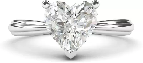 14k White Gold Simulated Heart-shaped Diamond Engagement Ring Raised Shank Promise Bridal Ring