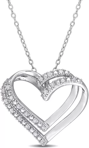 1/5 Carat (ctw) Diamond Heart Pendant Necklace in Sterling Silver with Chain