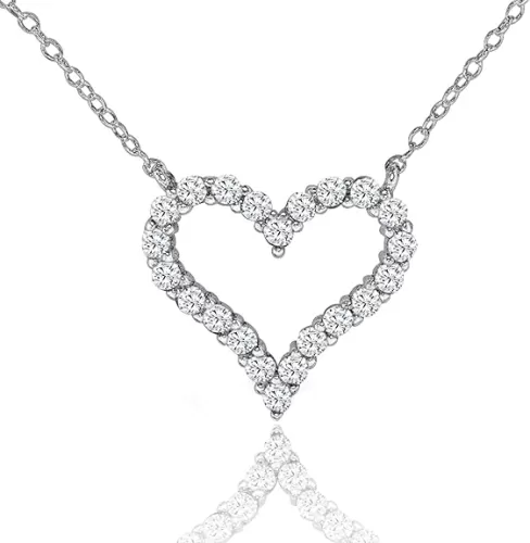 18k Gold Plated Heart Necklaces For Women Filled With CZ Stones | Women