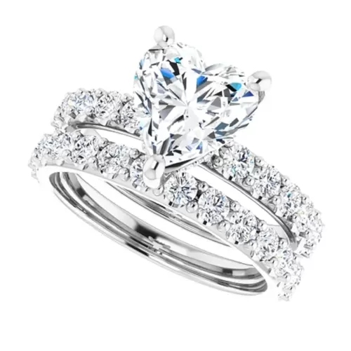 1CT-3CT Heart Cut VVS1 Colorless Moissanite Engagement Ring Set, Wedding Bridal Ring Set, Sterling Silver Anniversary Promise Ring Set Gifts for Her (Main Stone : 2.50 Carat)