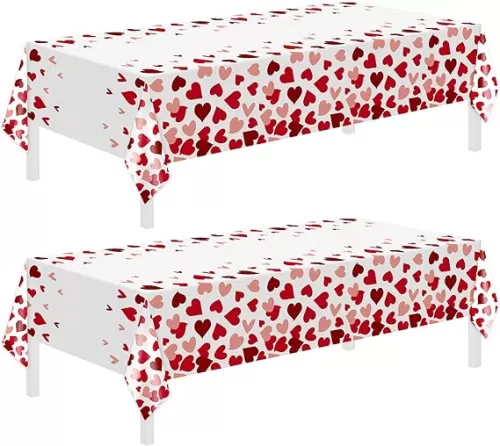 2 Pack Mothers Day Tablecloth, Disposable Plastic Table Cloth 54" x 108" Mothers Day Decoration, Red Rectangle Tablecloth for Mom Birthday Women Party, Table Cover for Anniversary Engagement Wedding
