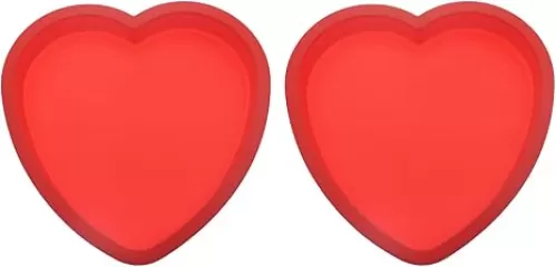 2 PCS Cake Pan 5.9 Inch Heart Shaped Cake Pans Red Silicone Cake Baking Pans for Baking