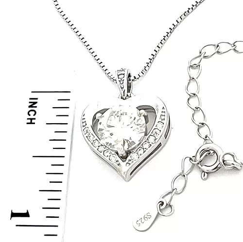 2.8 carat Diamond Necklaces 18k White Gold Heart Diamond Solitaire Necklace Sterling Silver Hart Necklaces women Love Heart Diamond for Valentine New Mom Appreciation gift for her HANDMADE Jewelry