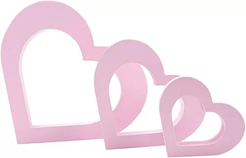 3 PCS Pink Wooden Heart Centerpiece Pink Heart Shape Sign for Valentines Day Table Romantic Fireplace Home Wedding Decor