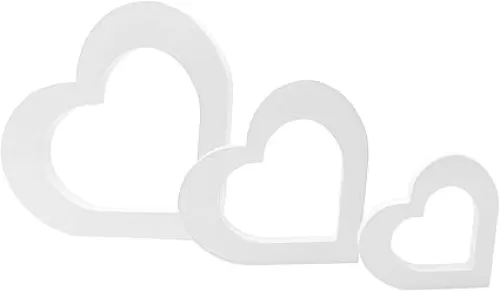 3 PCS Wooden Heart Shape Table Signs Love Decor for Home Farmhouse Table Centerpiece Decorations Tiered Tray Decoration （White）