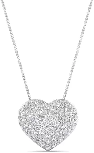 3/8 Carat Round Cut Lab Grown Diamond Cluster Classic Heart Pendant 925 Sterling Silver/10K Gold For Her With 18 Inch Chain (E-F-G, VS1-VS2, 0.40 c.t.w)