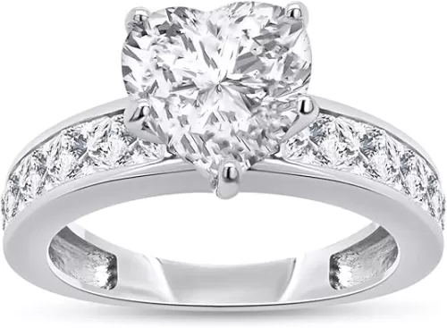 925 Sterling Silver 7MM Heart Cut Lab Created Moissanite Diamond Solitaire Wedding Engagement Ring For Womens (VVS1 Clarity, 2.50 Cttw)
