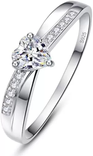925 Sterling Silver Heart Promise Rings for Her Cubic Zirconia/Sapphire/Customized Infinity Engagement CZ Heart Cut Solitaire Ring Eternity Anniversary Wedding Ring for Women Jewelry Gifts Size 5-10