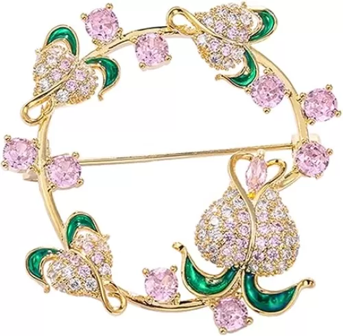 Brooch Pin for Women Ladies Fashion Accessories Cubic Zirconia Round Brooch Women's Heart Shaped Flower Brooch Cardigan Jacket Coat Brooch Christmas Brooches