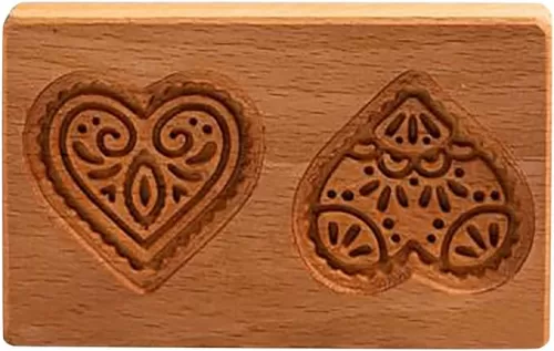 Christmas Valentine's Day Heart-shaped Cookie Stamp, Carved Wooden Gingerbread Embossing Mold, Exquisite Wood Cookie Cutter for Baking, Cake Mold Suitable for Kitchen DIY & Family Gatherings