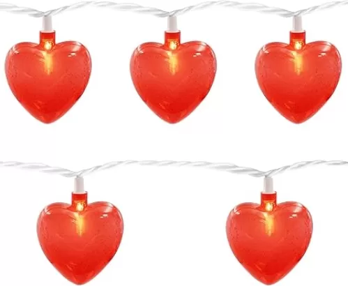Couah 8.5Ft Red Heart String Lights with 10 Red 3D LED Heart Lights, Plug in Heart Fairy String Lights for Indoor Outdoor Home Window Wedding Party Valentine's Day Mother's Day Decorations