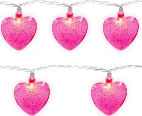 Couah Pink Heart LED String Lights 8.5Ft Mother