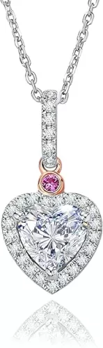 DAYBYDAY Moissanite Necklace for Women 925 Sterling Silver D Color VVS1 Lab Created Diamond Heart/Round/Oval/Cushion/Pear Shaped Moissanite Pendant Necklaces (with Gift Box)