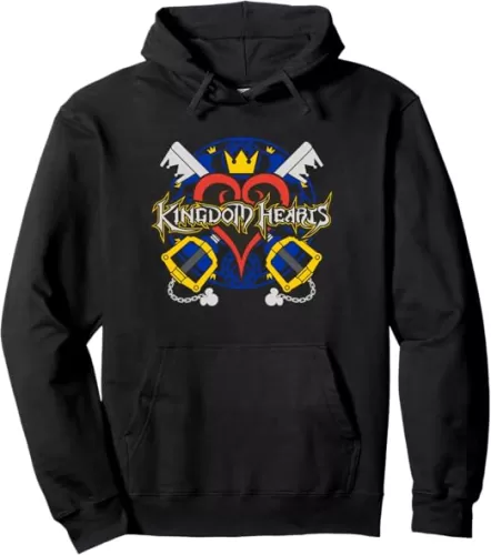 Disney Kingdom Hearts Classic Heart Keyblade Big Chest Logo Pullover Hoodie
