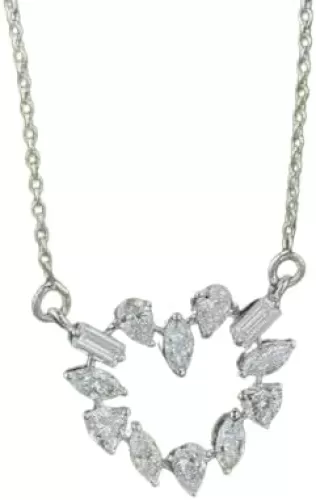 Divine_Creation 14.00 Ct Marquise Cut Diamond 18 Inches Heart Shape Tennis Necklace For Women's 14k White Gold Finish