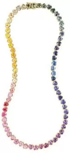 Dreamofdazzlejewels 6.00Ct Heart Cut Simulated Rainbow Diamond Women's Tennis Necklace 14K Yellow Gold Plated, KUSHG_037-$Parent