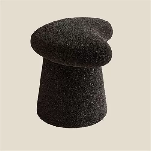 Dressing Table Stool, Coffee Table Footstool with Sponge Cushioned Seat, Heart-Shaped Shoe Stool, Suitable for Bedroom, Entrance(Black)
