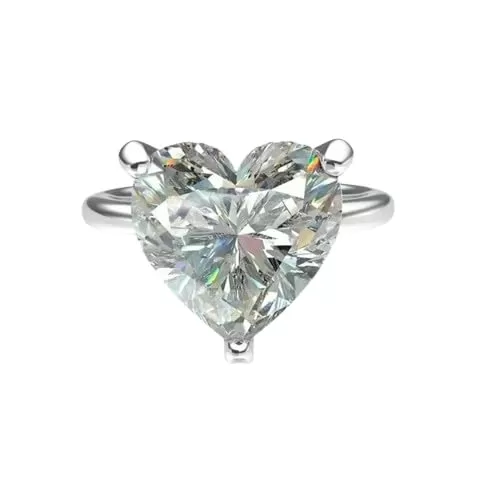 Drizzle Jewels 4Ct Heart Cut Lab Created Diamond Solitaire Engagement Ring, 14k White Gold Finish (White, 6.5)