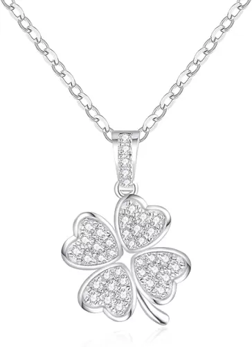 Four Leaf Clover Moissanite Pendant Necklace for Women D Color VVS1 Lab Created Simulated Diamond 925 Sterling Silver Chain Love Heart Fancy Pendant Necklace