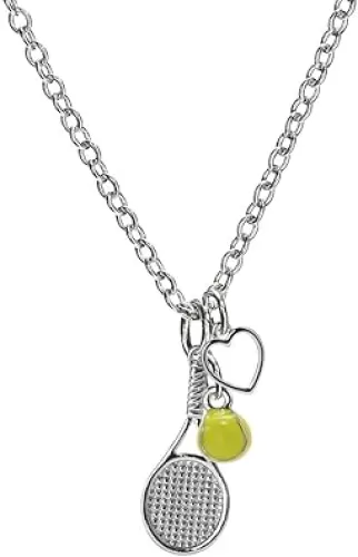 GIMMEDAT Heart Baseball, Basketball, Lacrosse, Soccer, Softball, Tennis, Volleyball Necklace for Women Sports Fan Jewelry Gift for Player