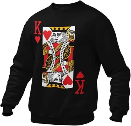 Go All Out Adult King Of Hearts Playing Card Funny Sweatshirt Crewneck