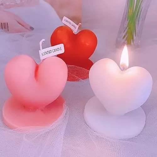 Heart Shape Scented Candle, 120GRomantic Standing Love Soy Wax Aroma Decorative Candle for Valentine's Day Wedding Birthday Gift, Prefect for Meditation Stress Relief Mood Boosting (Pink)