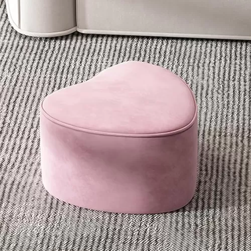 Heart-Shaped Ottoman Stool, Creative Upholstered Technology Cloth Foot Rest, Portable Padded Seat Sofa Footstool for Living Room Bedroom Hall Entrance(30x23cm(11.8x9in), Pink Heart)