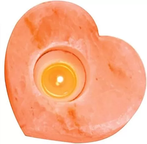 Himalayan Glow Shape Natural Pink Heart Style Tealight, 100% Pure Crystal Salt Candle Holder | Night Light & Decorative Light, Perfect Valentine