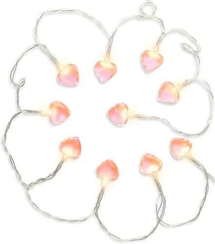 iscream 10 Light Pretty Pink Hearts 65" Long Battery Operated Light String