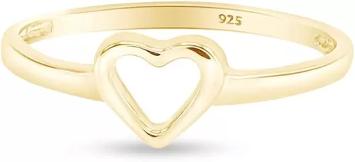 Jewel Zone US Engagement Wedding Ring Set, Prong Setting Heart Shape Bridal Wedding Ring for her in 14K Gold Over Sterling Silver Open Heart Ring, Jewelry Gift For Her