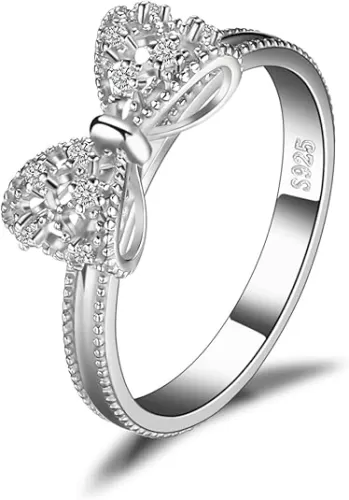 JewelryPalace 14k White Yellow Rose Gold Plated 925 Sterling Silver Rings for Women, Cubic Zirconia Promise Rings for Her, Stackable Wedding Bands Rings for Women Infinity Forever Love Knot Ring