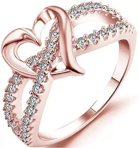 Jude Jewelers Silver Plated Heart Shape Split Shank Ring Promise Wave Engagement Wedding Anniversary