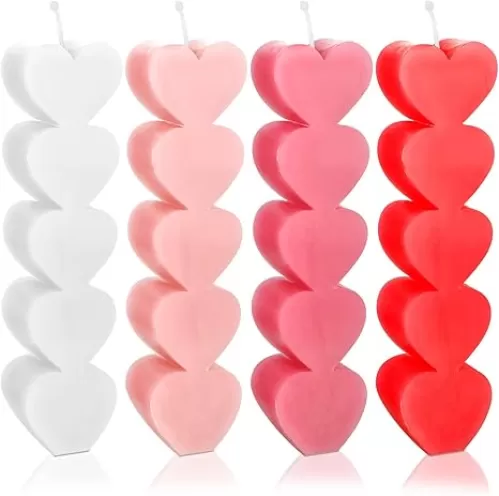 Jutom 4 Pcs Valentine‘s Day Heart Shape Candles Love Aesthetic Scented Soy Wax Candles Romantic Love Cute Valentines Day Gifts for Her Women Boyfriend Home Wedding Bedroom Room Decor, 4 Colors