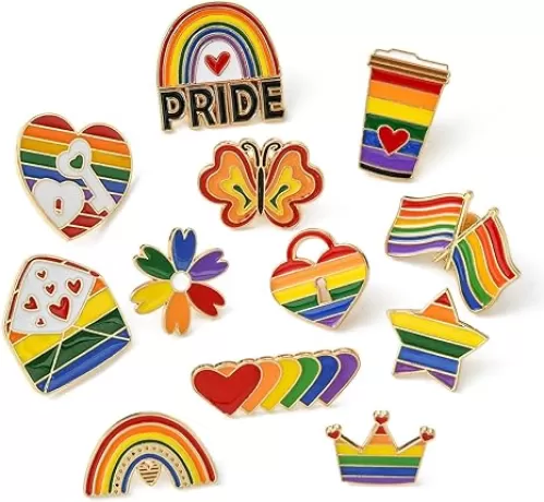 KitBeads 23pcs 23 Styles Enamel Rainbow Brooch Pin Sweet Heart Shape Brooches Colorful Flower Butterfly Star Lapel Pin for Backpacks Clothes Hats Making