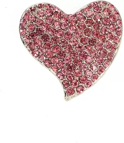 Love Heart Shape Brooch Pin Full Crystal Pink/Red/Coloful Heart Lapel Pin Rhinestone Love Heart Badges for Clothing Bag Hat Fashion Dress Coat Pin Valentine