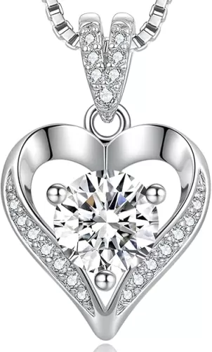 Moissanite Heart Necklaces for Women Wife, S925 