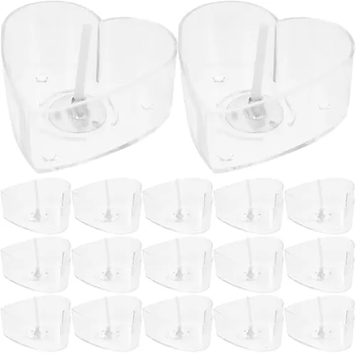 Operitacx 30 Pcs Heart Shaped Tea Light Candle Cups with Wicks Plastic Clear Love Heart Candle Wax Tins Jars Cases for DIY Candle Making Valentine