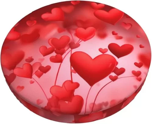 Ouqiuwa Love Heart Shape Balloon Bar Stool Covers Round, Soft Bar Stool Seat Cover Cushion 13 inch