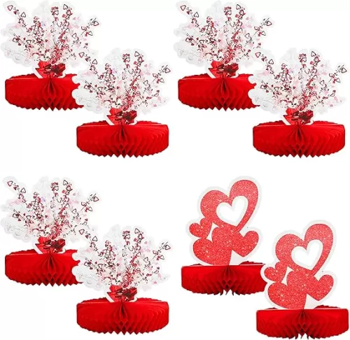 Pandecor 8 Pieces Red Heart Paper Table Centerpieces for Celebrate Valentine