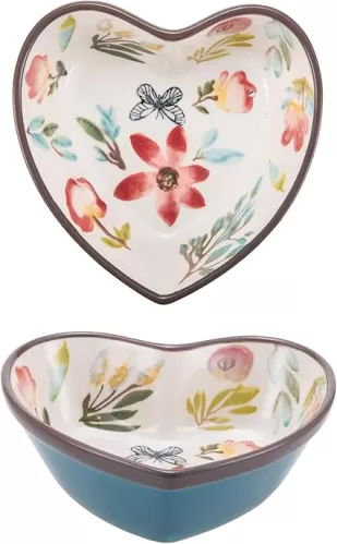 Plutreas Heart Shaped Cake Pan Pie Pan, 6" Hand Painted Cake Pan (Flower)
