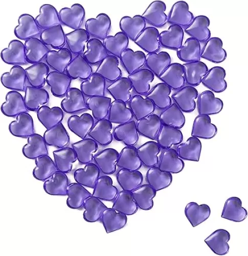 Red Acrylic Heart Translucent Hearts Shaped Crystals Gems for Table Scatter, Valentine