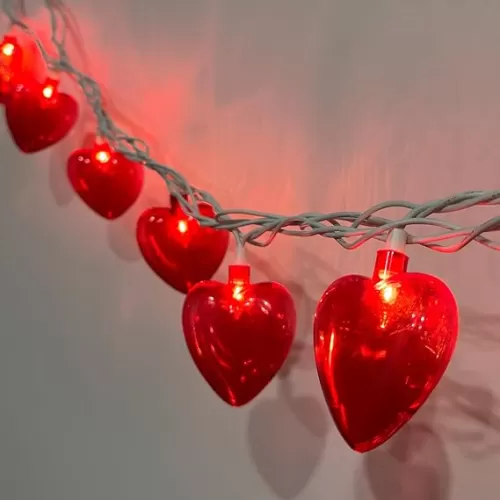 Red Heart String Lights, 8.5Ft Valentines Day String Light with 10 Pack Red 3D Heart Lights, Heart Valentines Lights for Propose Wedding Anniversary Valentines Mother's Day Decor