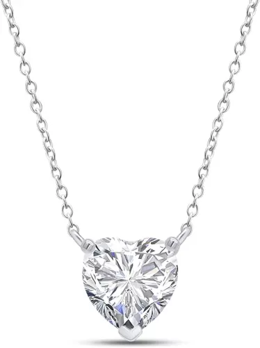 SAVEARTH DIAMONDS 6.5MM to 9MM Heart Shaped Lab Created Moissanite Diamond Solitaire Pendant Necklace in 14K Gold Over Sterling Silver Jewelry for Women, VVS1 Clarity, 1.00 to 3 Cttw