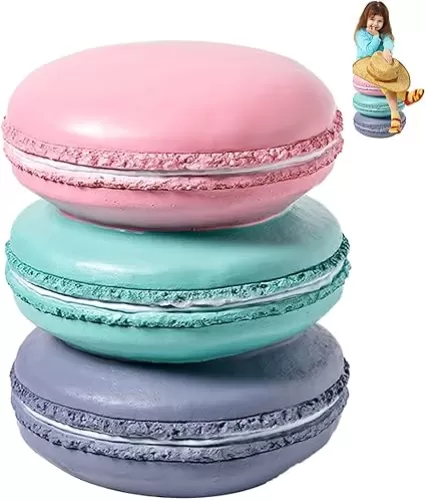Septpenta Food Shaped Stool for Kids - Fun and Decorative Soft Resin Step Stool, Small Retro Simulated Food Design, Perfect for Home, Low Shoe Change Stool (Sweetheart Cookie)