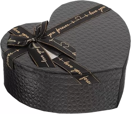 SHINEOFI Heart Shape Boxes Valentine's Day Cardboard Box Decorative Nesting Box Present Boxes Empty Florist Packing Box for Wedding Birthday Anniversary Party Proposal, Black