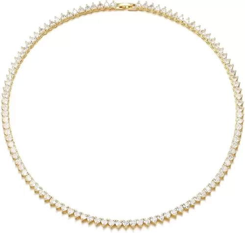 Silversea store 10 Ct Heart Cut Diamond Mens & Womens 18 Inches Tennis Necklace 14K White Gold Finish 925 Sterling Silver