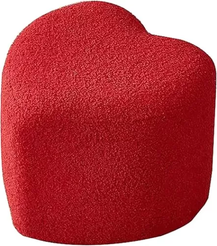 Small Footstool Ottoman, Heart Shaped Ottoman, Sherpa Upholstered Ottoman, Tufted Fabric Pouf, Comfortable Footstool Seat for Living Room Dorm Bedroom End Table, Wedding Gift